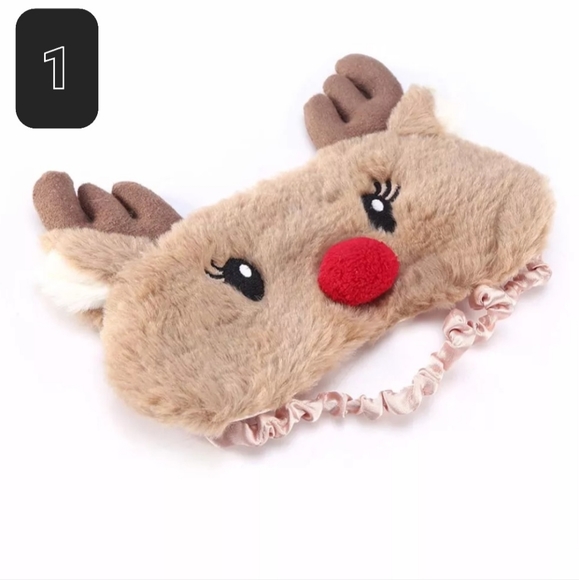 2sets Eye cover sleeping mask plush christmas gift fluff cute deer - Picture 2 of 12